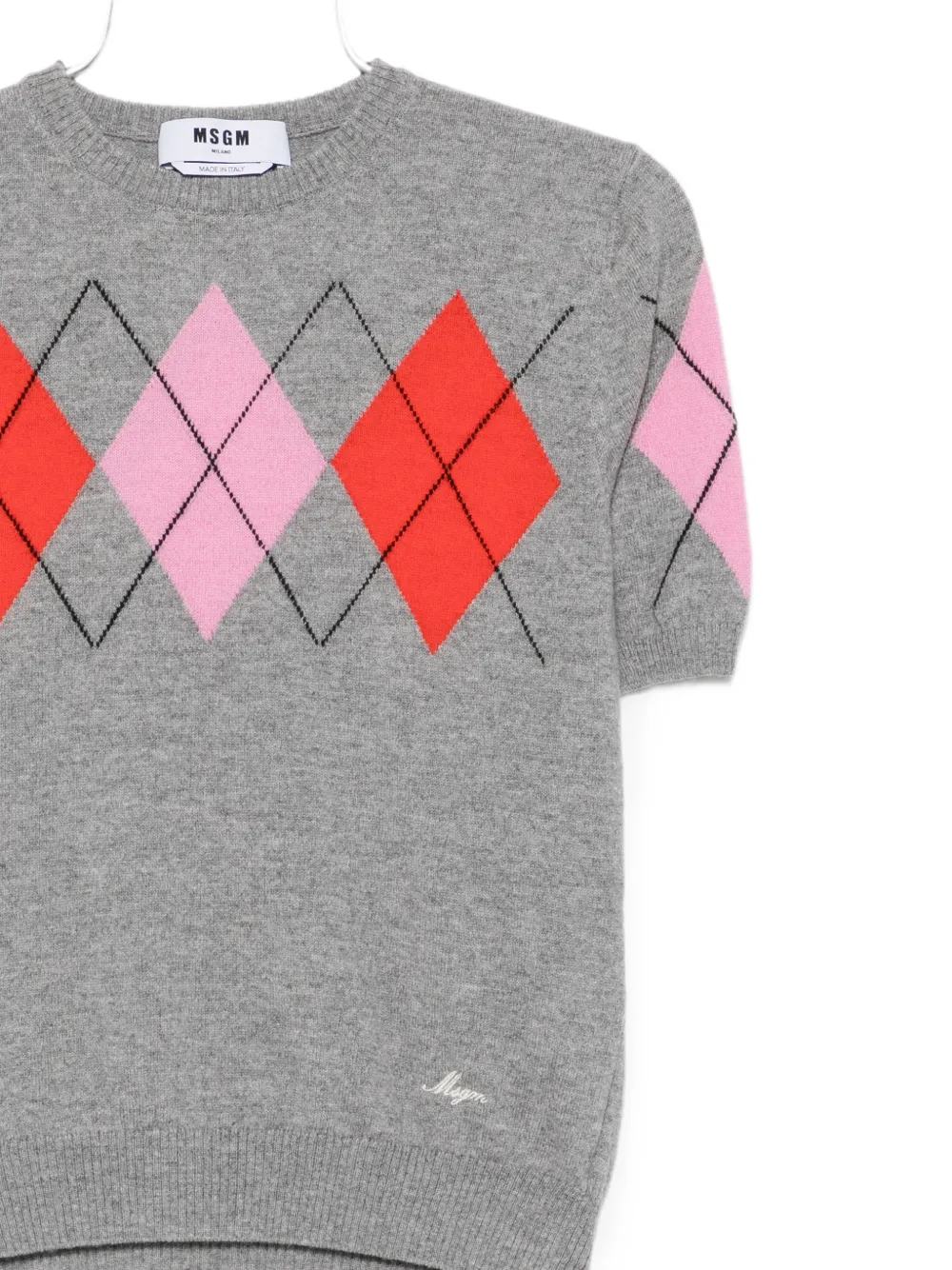 MSGM T-shirt met argyle-patroon Grijs