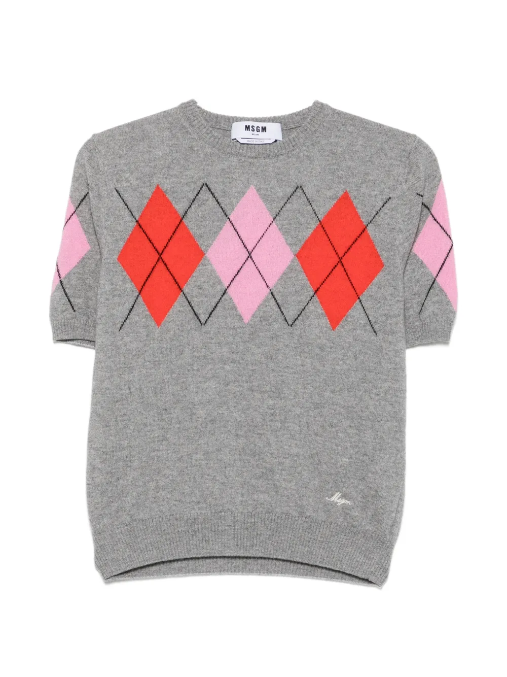 MSGM argyle-pattern short-sleeve T-shirt - Grau