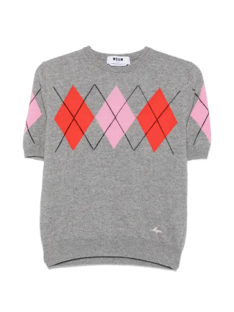 MSGM argyle-pattern short-sleeve T-shirt