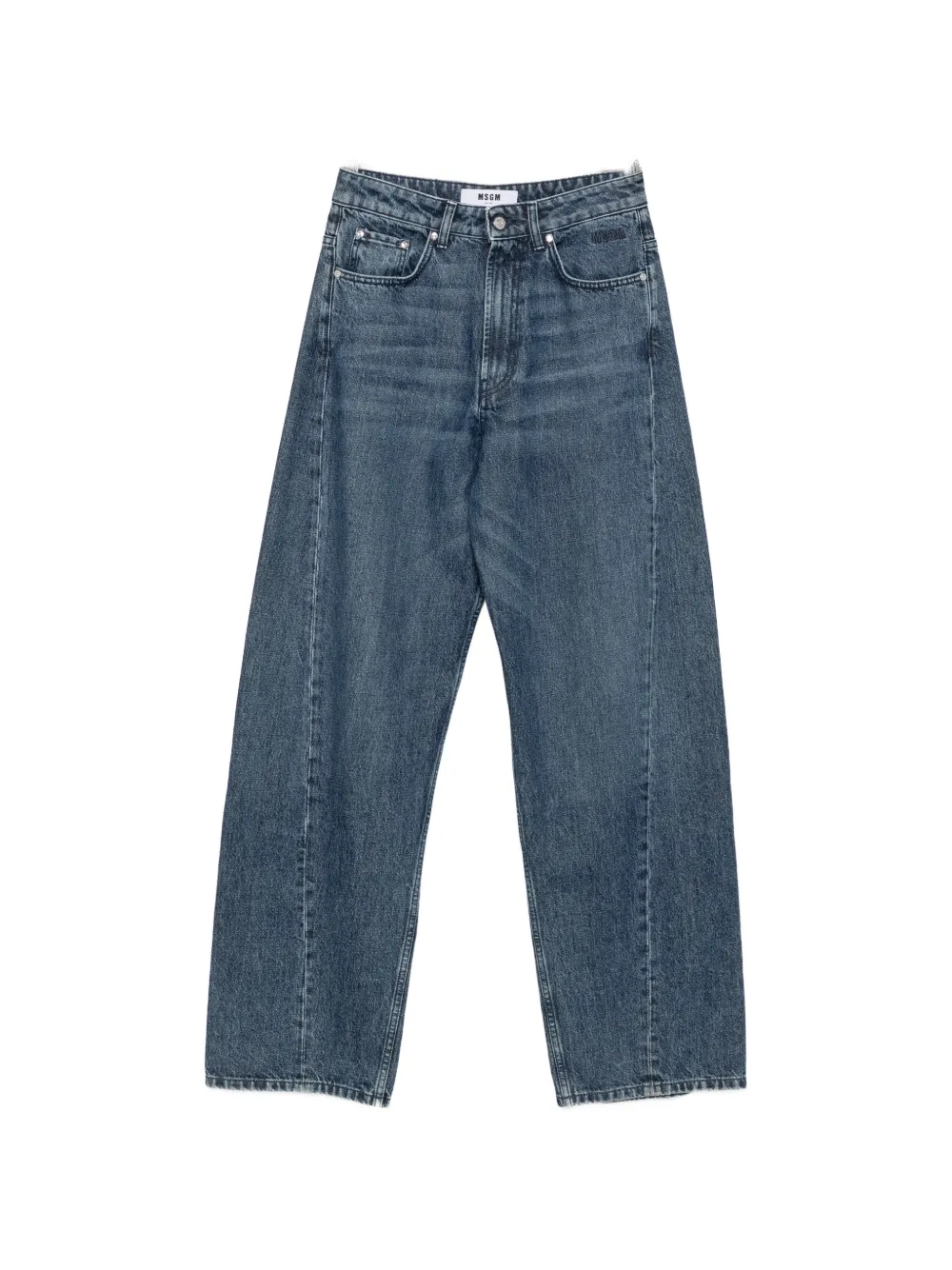 MSGM logo-patch wide-leg jeans - Blu