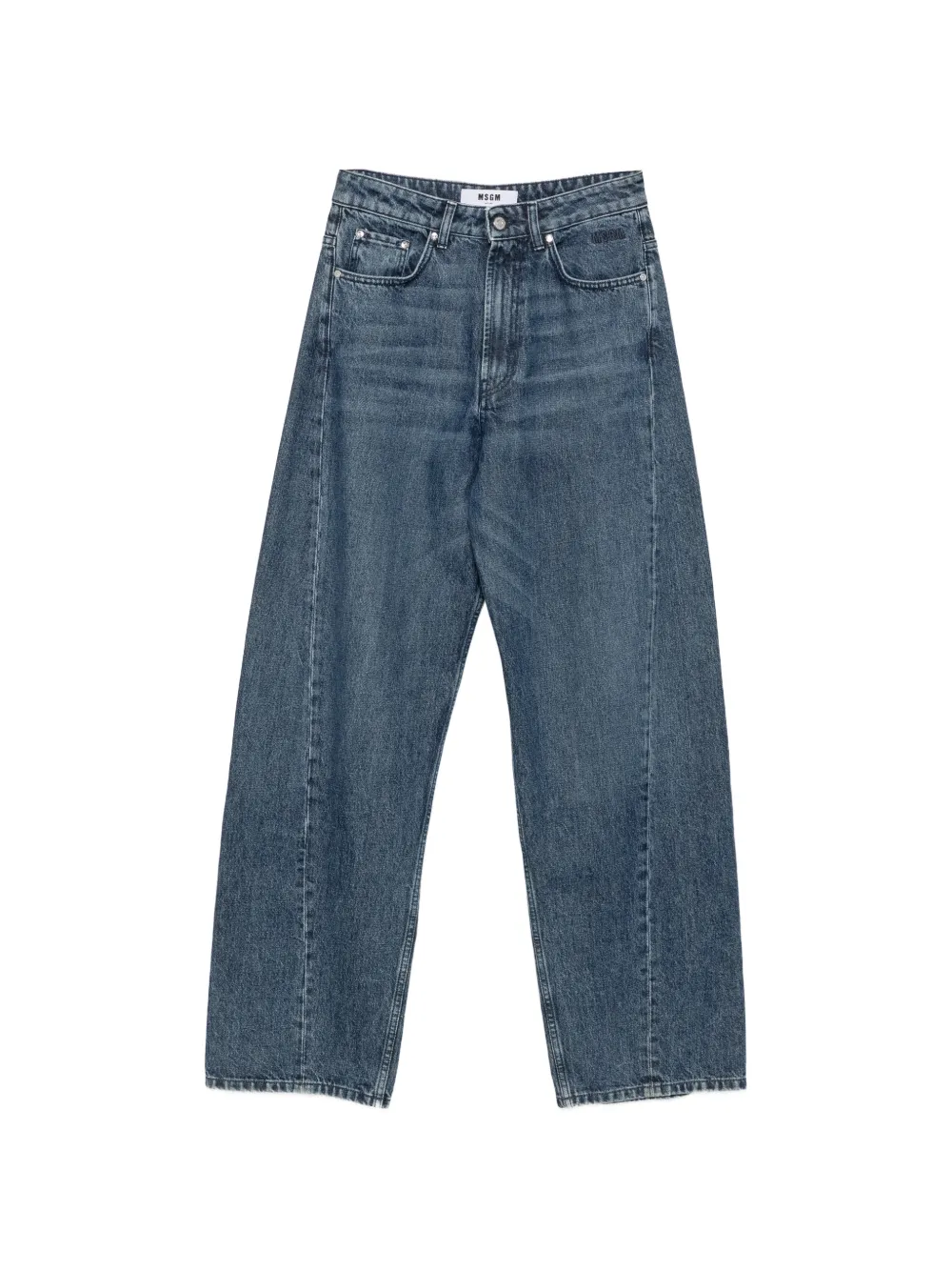 MSGM logo-patch wide-leg jeans - Blu