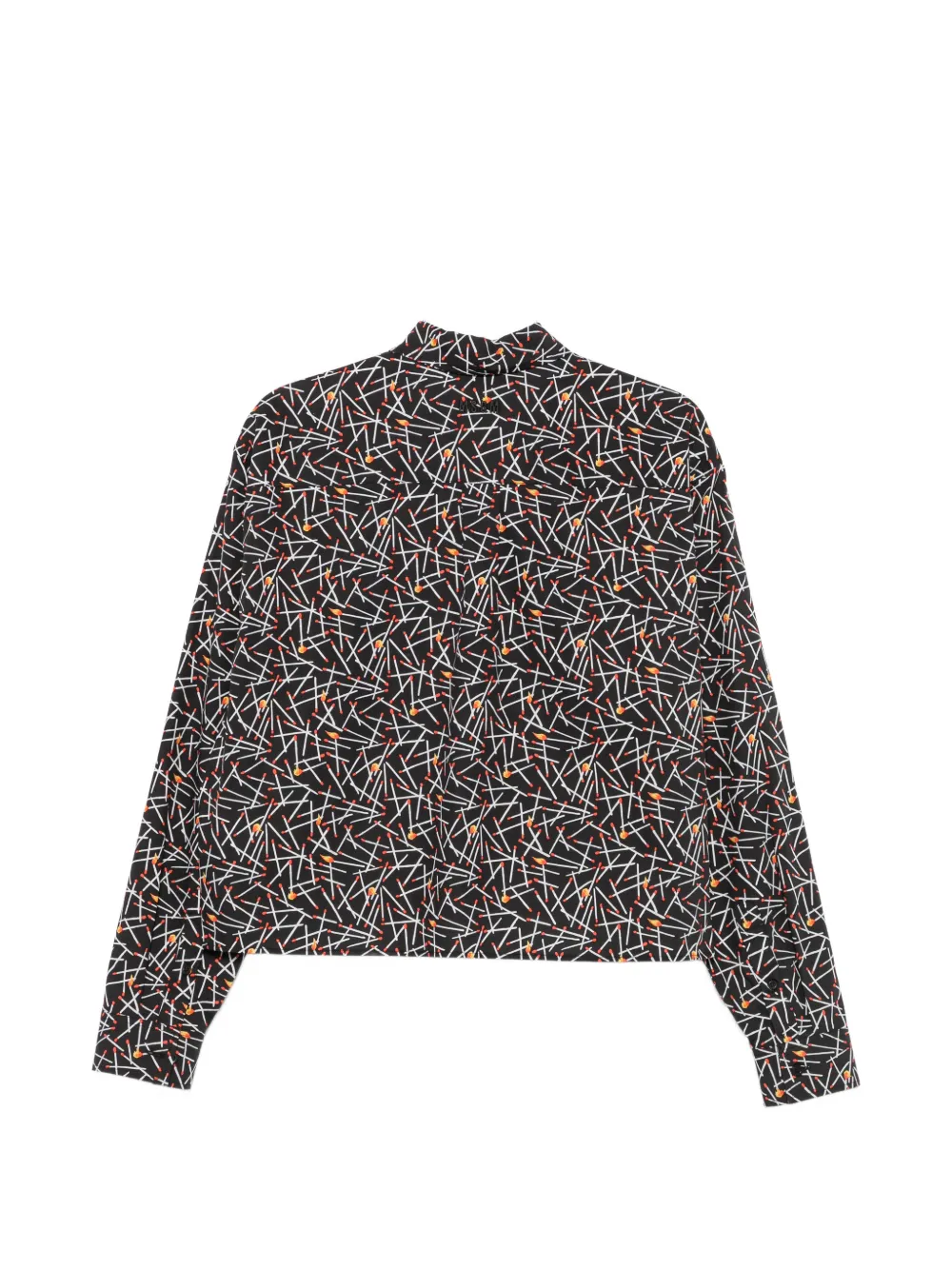 MSGM matchstick-print cropped shirt Zwart