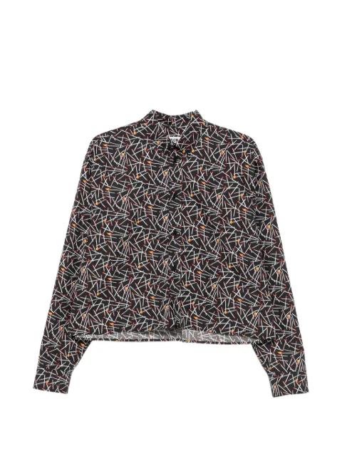 MSGM matchstick-print cropped shirt