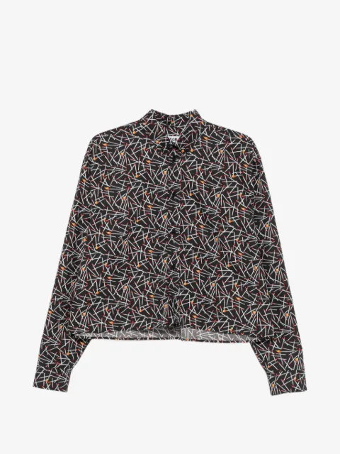 MSGM matchstick-print cropped shirt