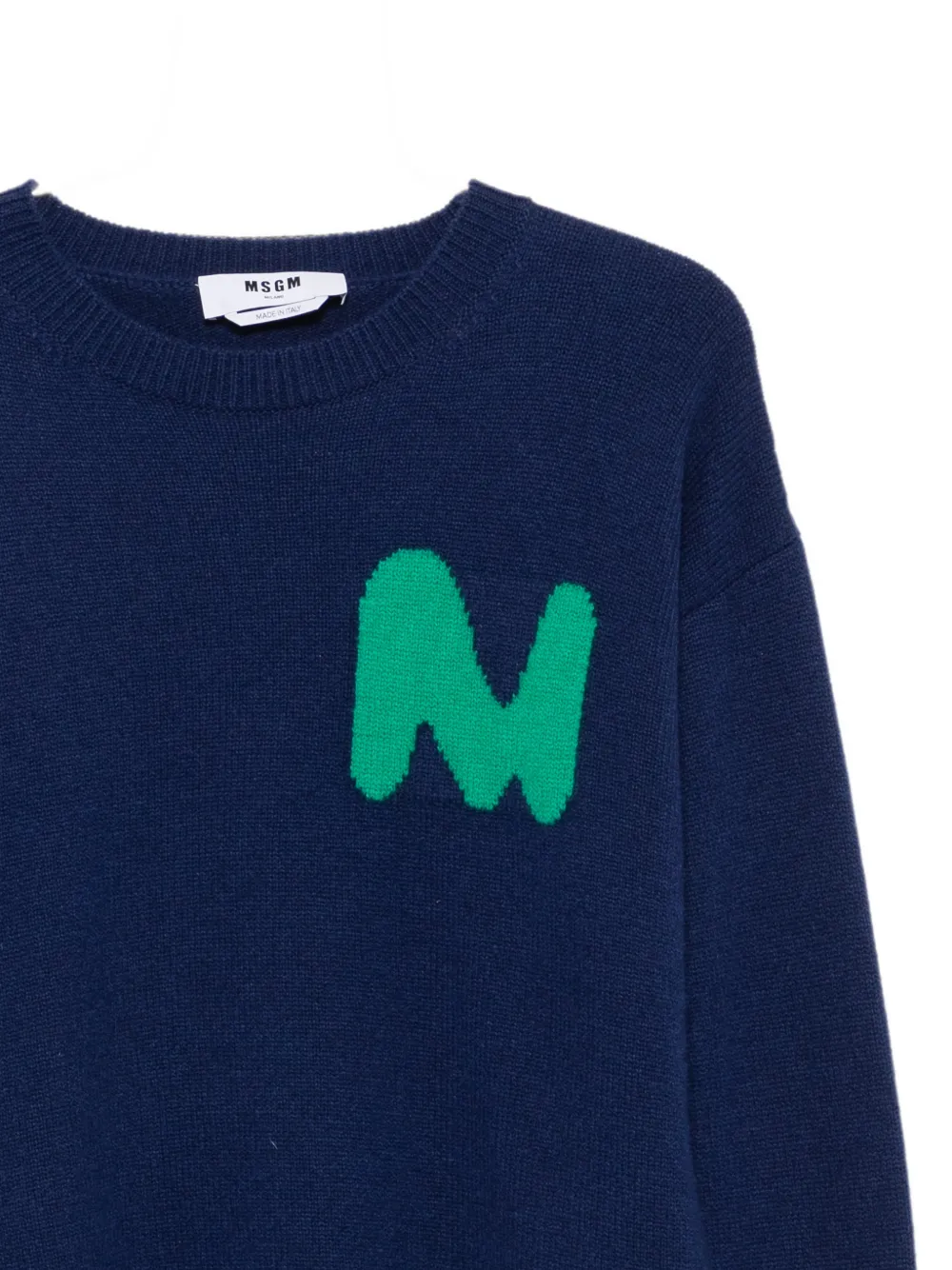 MSGM Intarsia trui met geborduurd logo Blauw