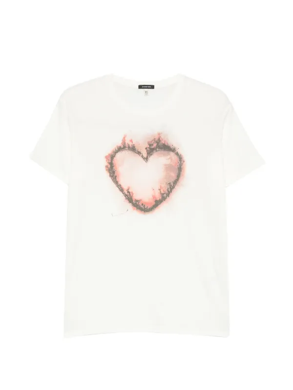 R13 Heart-print T-shirt in White