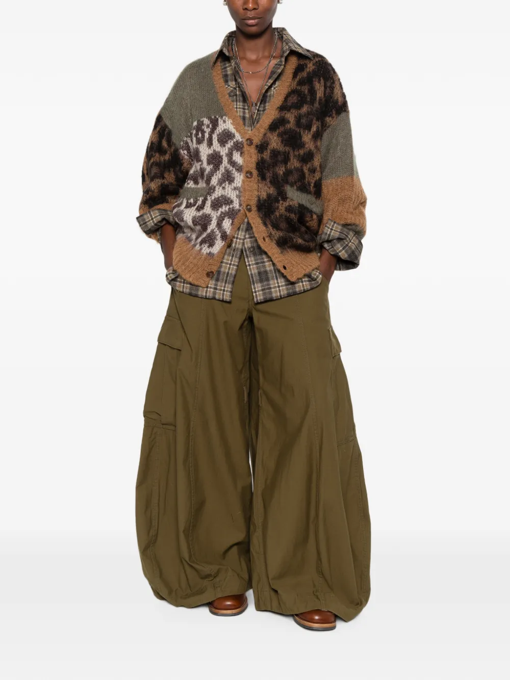 R13 Jeans Wide-leg Cargo Pants in Green, view 2