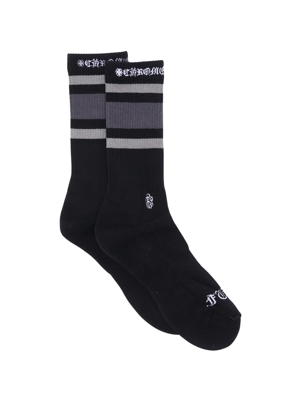 Chrome Hearts Gestreepte sokken met geborduurd logo Zwart
