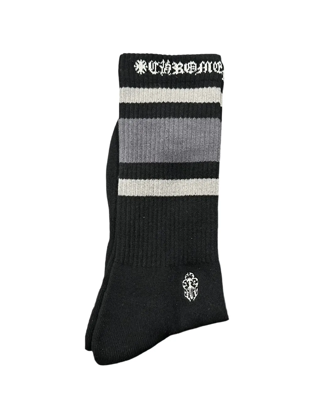Chrome Hearts Gestreepte sokken met geborduurd logo Zwart