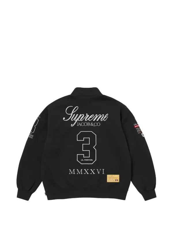 Supreme logo-embroidered zip-up Sweatshirt | Black | FARFETCH