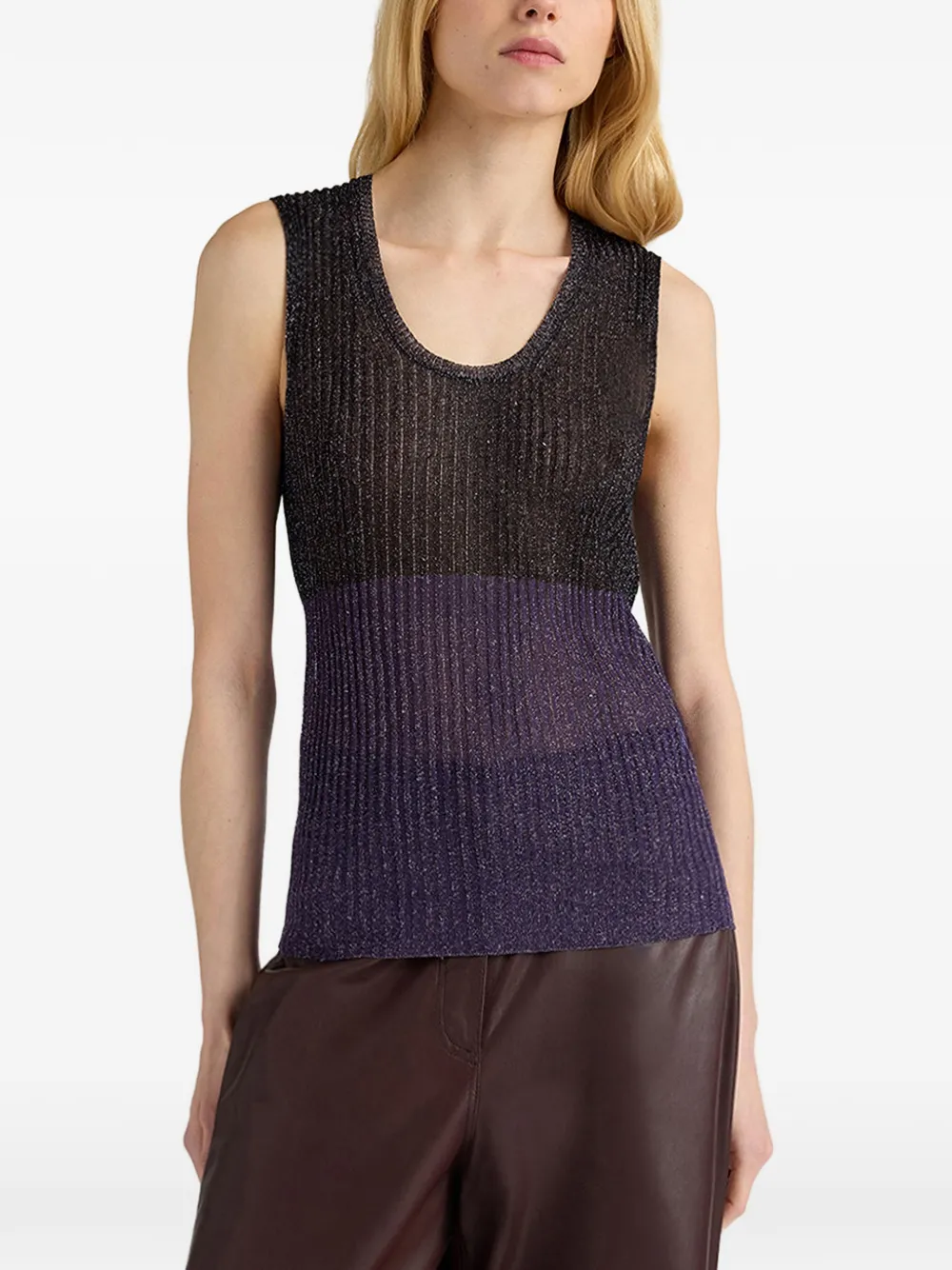 MOMONÌ Blioa lurex gebreide tanktop Paars