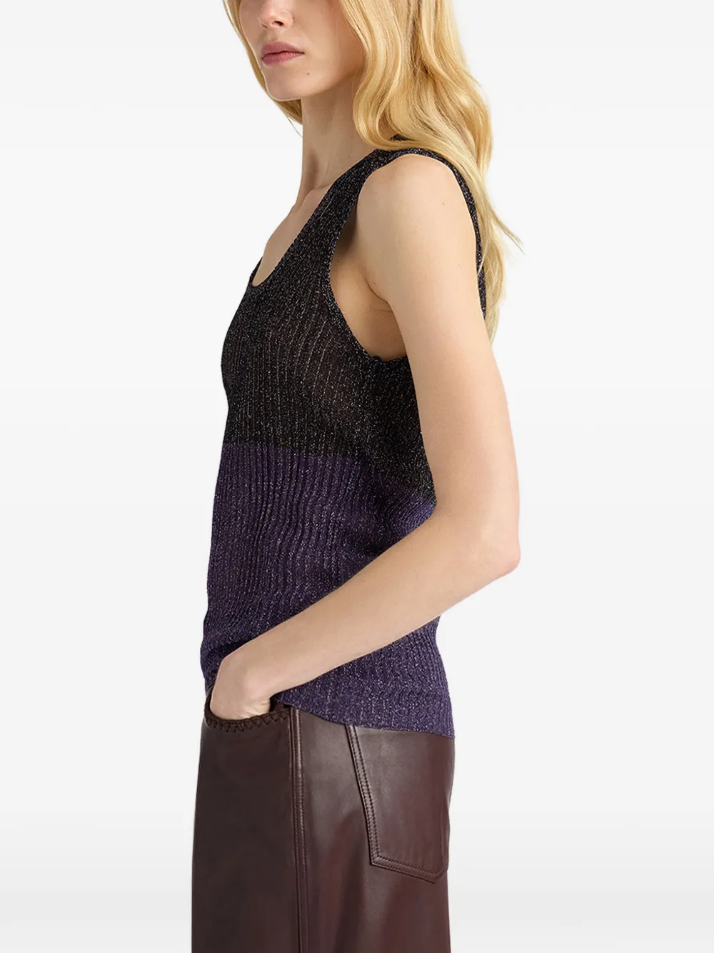 MOMONÌ Blioa lurex gebreide tanktop Paars