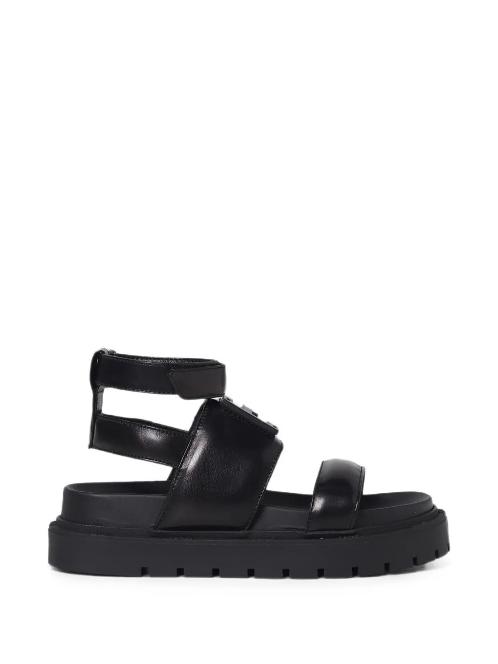 Fendi Kids FF logo-plaque sandals Zwart