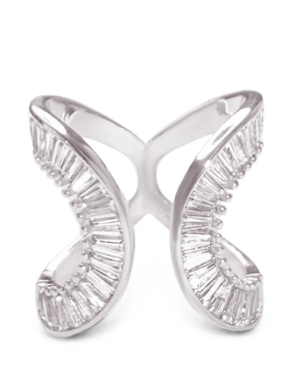 HZMER JEWELLERY Sitara baguette crystal ring - Argento