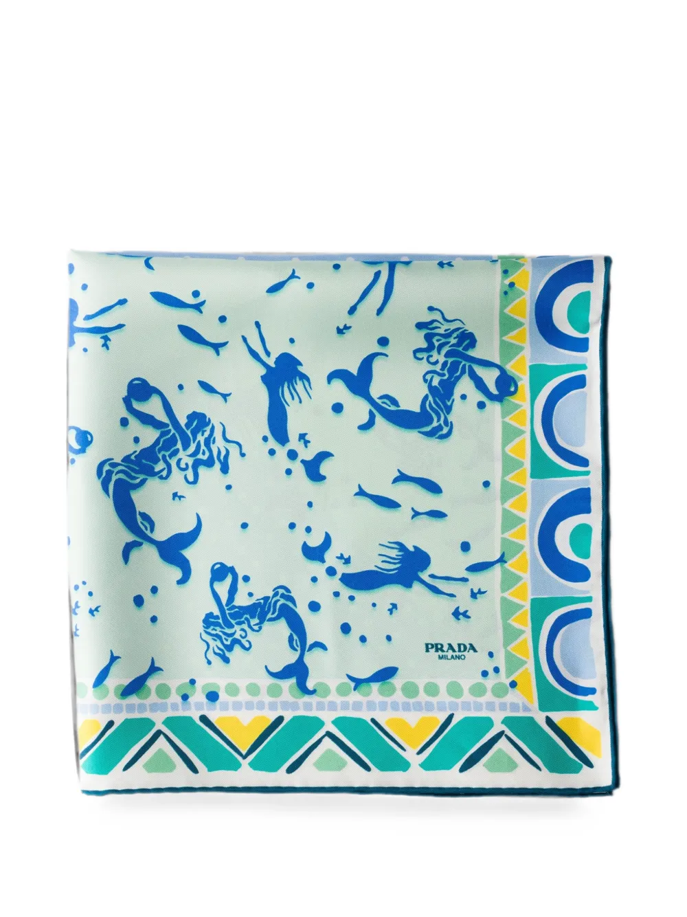 Prada Zijden twill sjaal met print Blauw