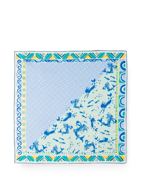 Prada printed silk twill scarf 55