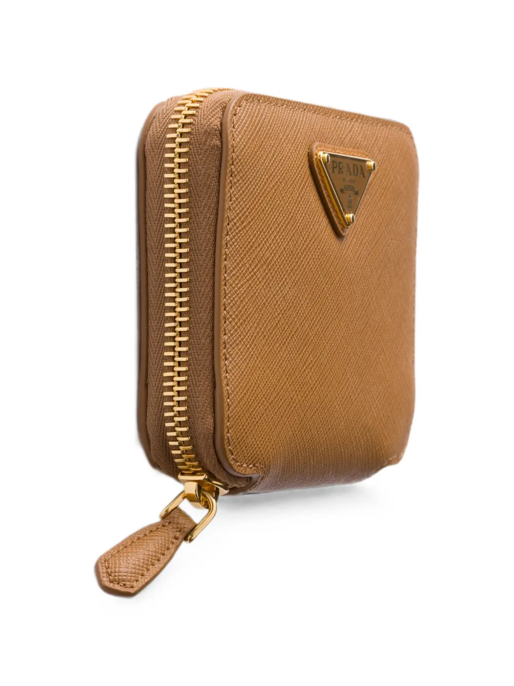Prada Kleine saffiano leren portemonnee Beige