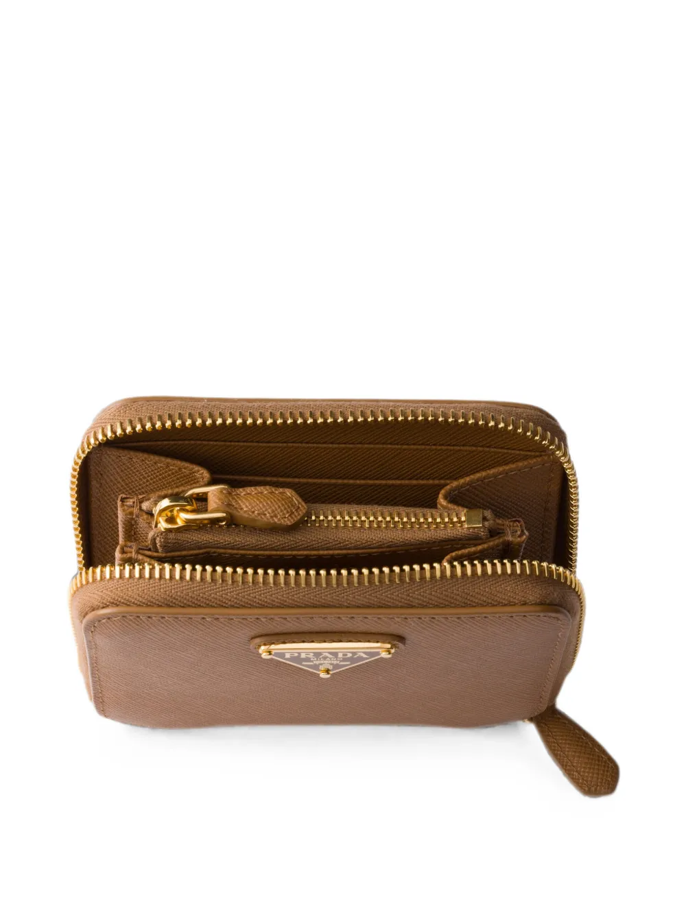 Prada Kleine saffiano leren portemonnee Beige