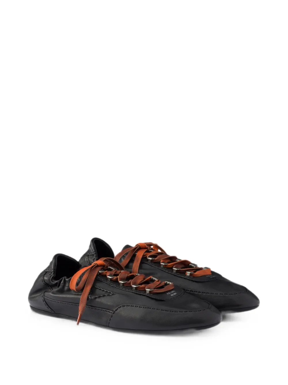 Prada Collapse Antieke nappa leren sneakers met haken Zwart