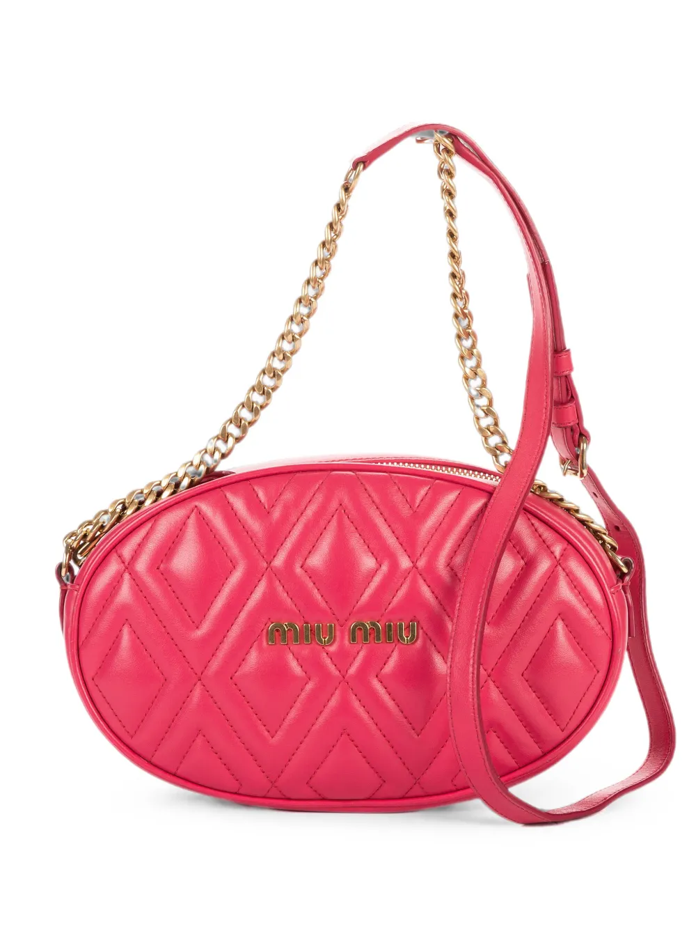 Miu Miu Pre-Owned quilted oval cross body bag - Rosa