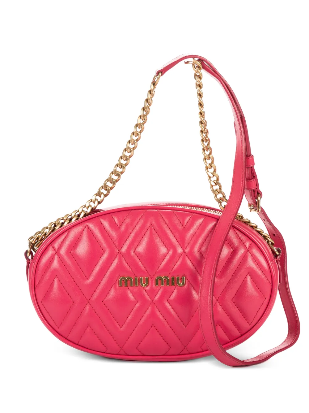 Miu Miu Pre-Owned quilted oval cross body bag - Rosa