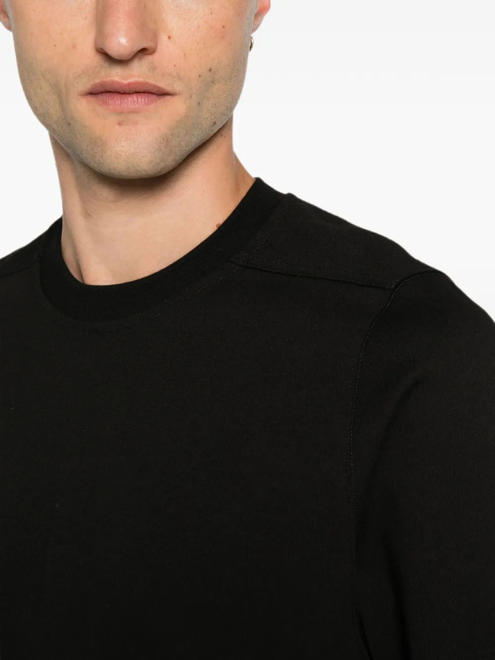 Rick Owens Katoenen T-shirt met ronde hals en lange mouwen Zwart