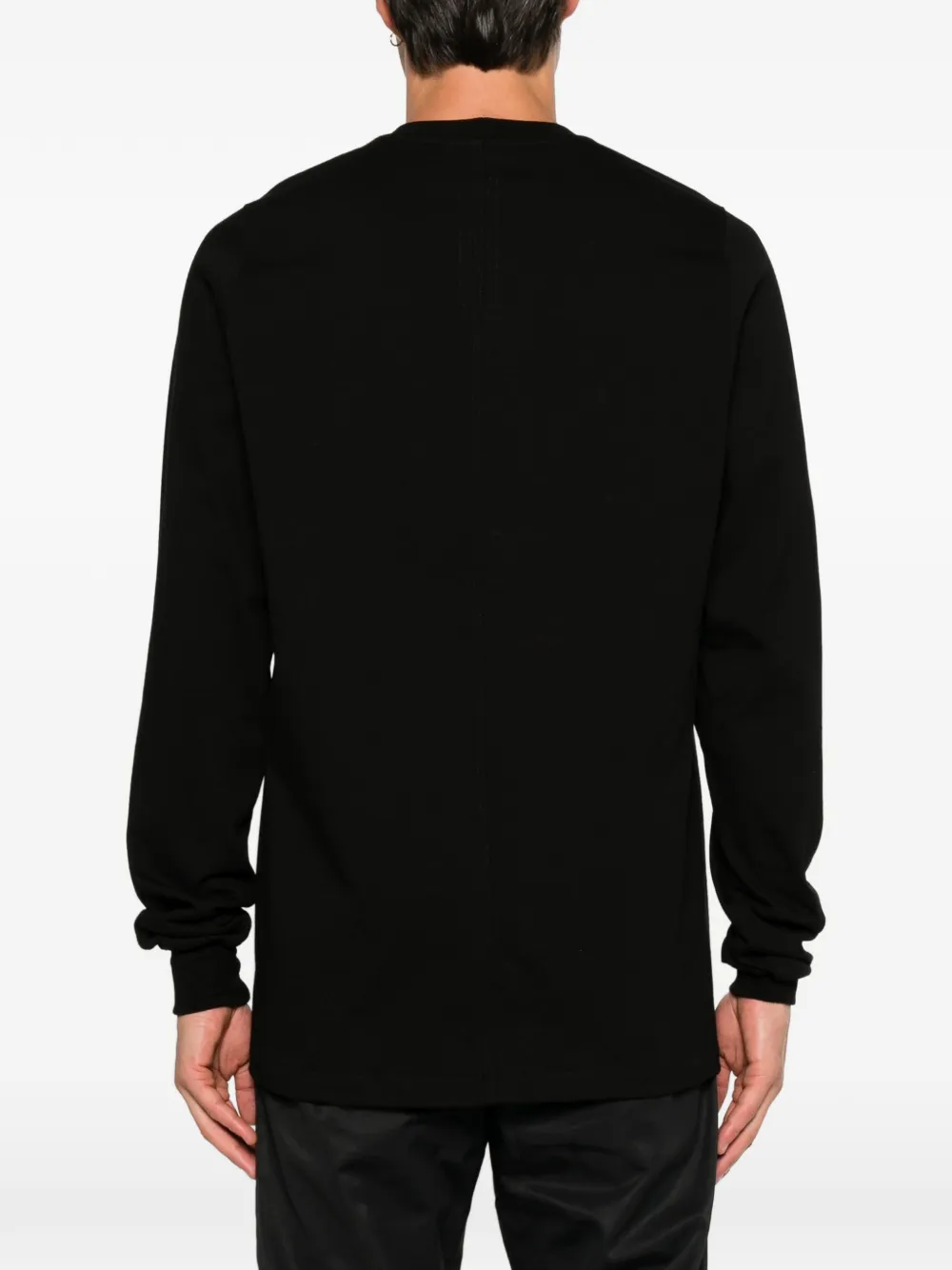 Rick Owens Katoenen T-shirt met ronde hals en lange mouwen Zwart