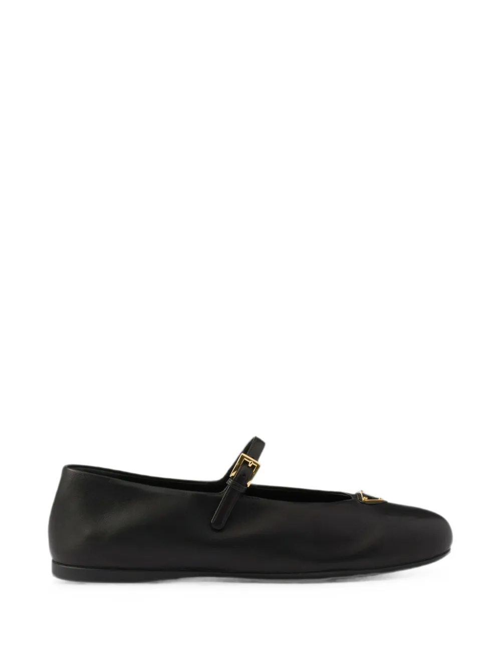 Prada buckle-strap triangle-logo ballet flats - Schwarz
