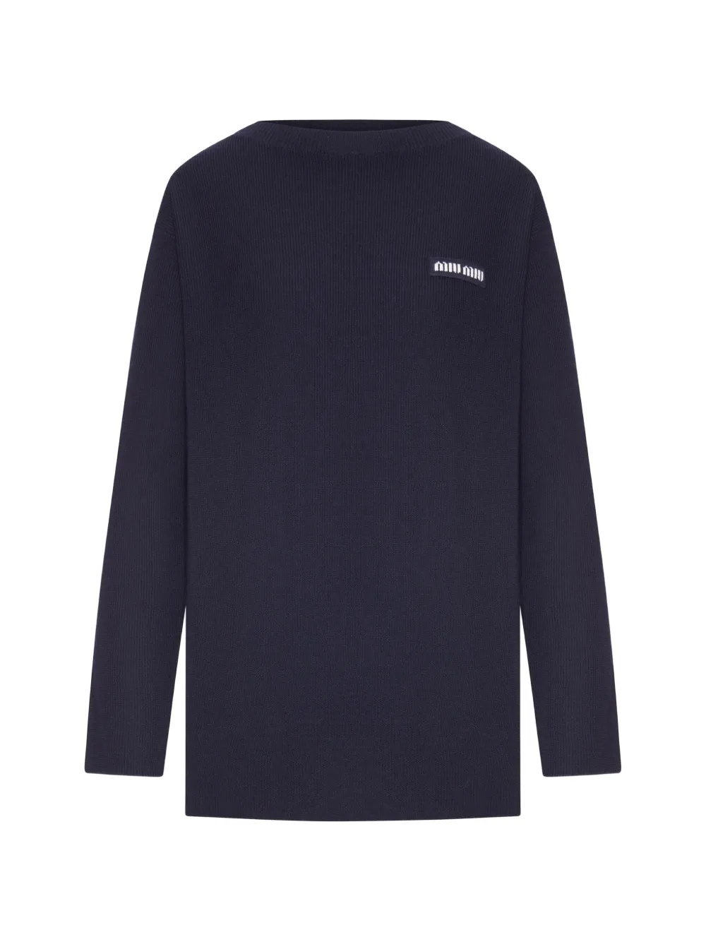 Miu Miu logo-patch ribbed-knit sweater - Blau