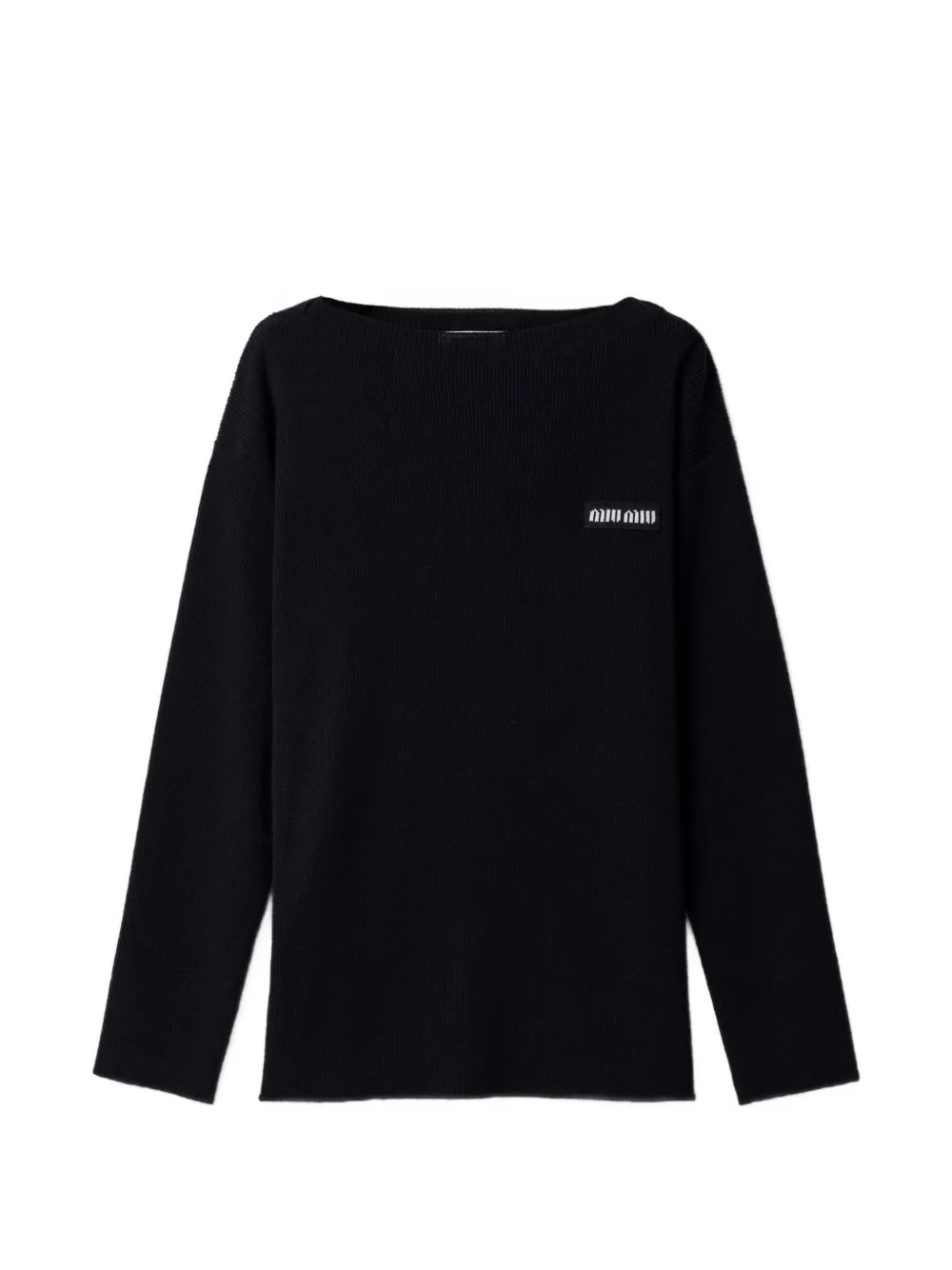Miu Miu logo-patch ribbed-knit sweater - Blu