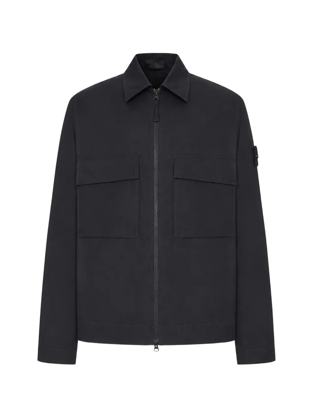 Stone Island logo-patch zip-up shirt jacket - Schwarz