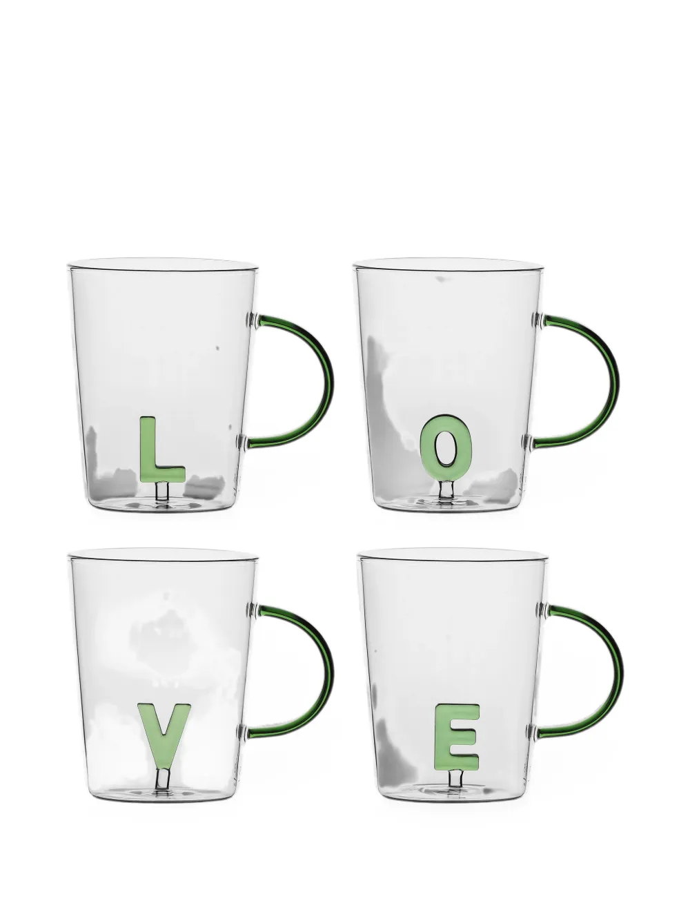 LA PORCELLANA BIANCA Love transparent mugs (set of four) - Bianco