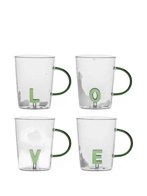 LA PORCELLANA BIANCA Love transparent mugs (set of four)