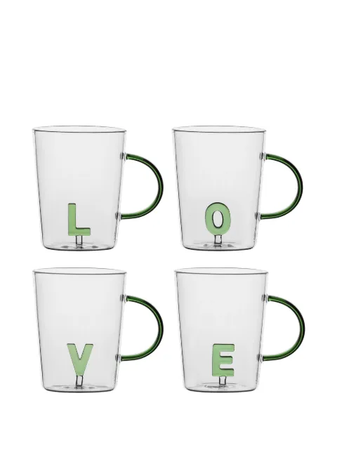 LA PORCELLANA BIANCA Love transparent mugs (set of four)