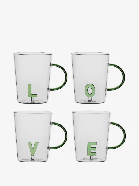 LA PORCELLANA BIANCA Love transparent mugs (set of four)