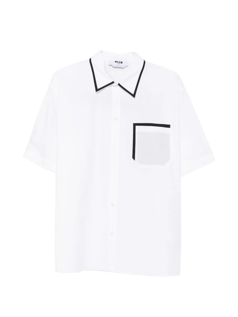 MSGM piped-trim chest-pocket shirt - Bianco