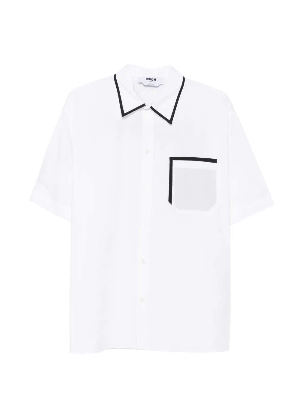 MSGM piped-trim chest-pocket shirt - Bianco