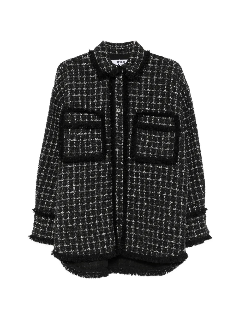 MSGM bouclé frayed-edge shirt - Nero