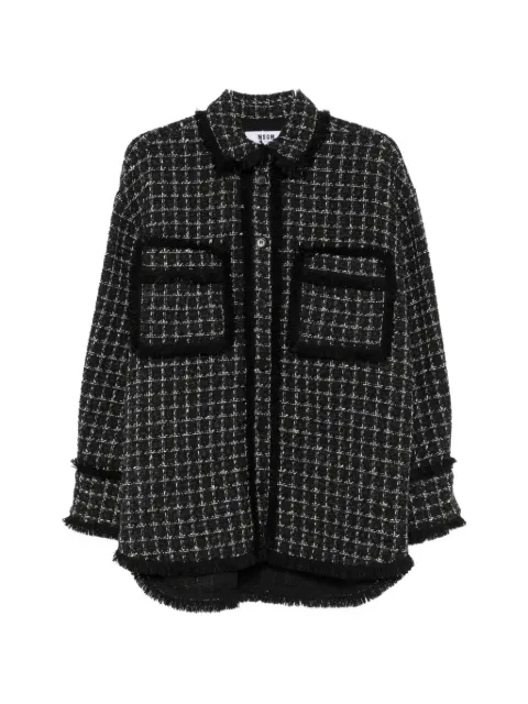 MSGM bouclé frayed-edge shirt