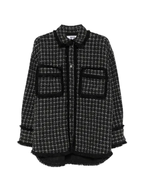 MSGM bouclé frayed-edge shirt