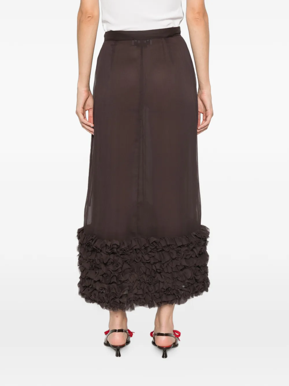 MSGM Midi-rok met ruches Bruin