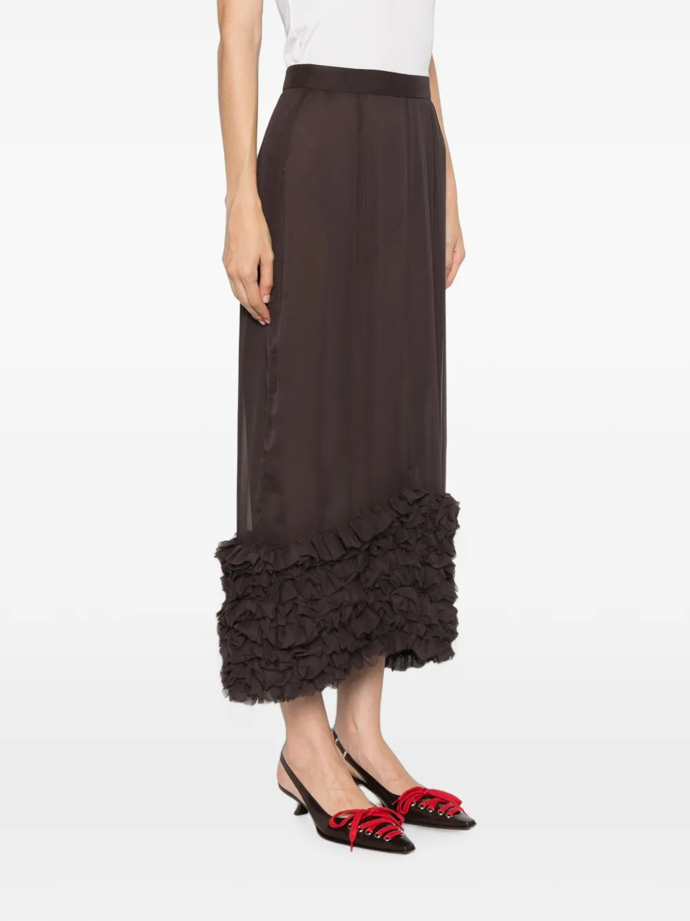 MSGM Midi-rok met ruches Bruin