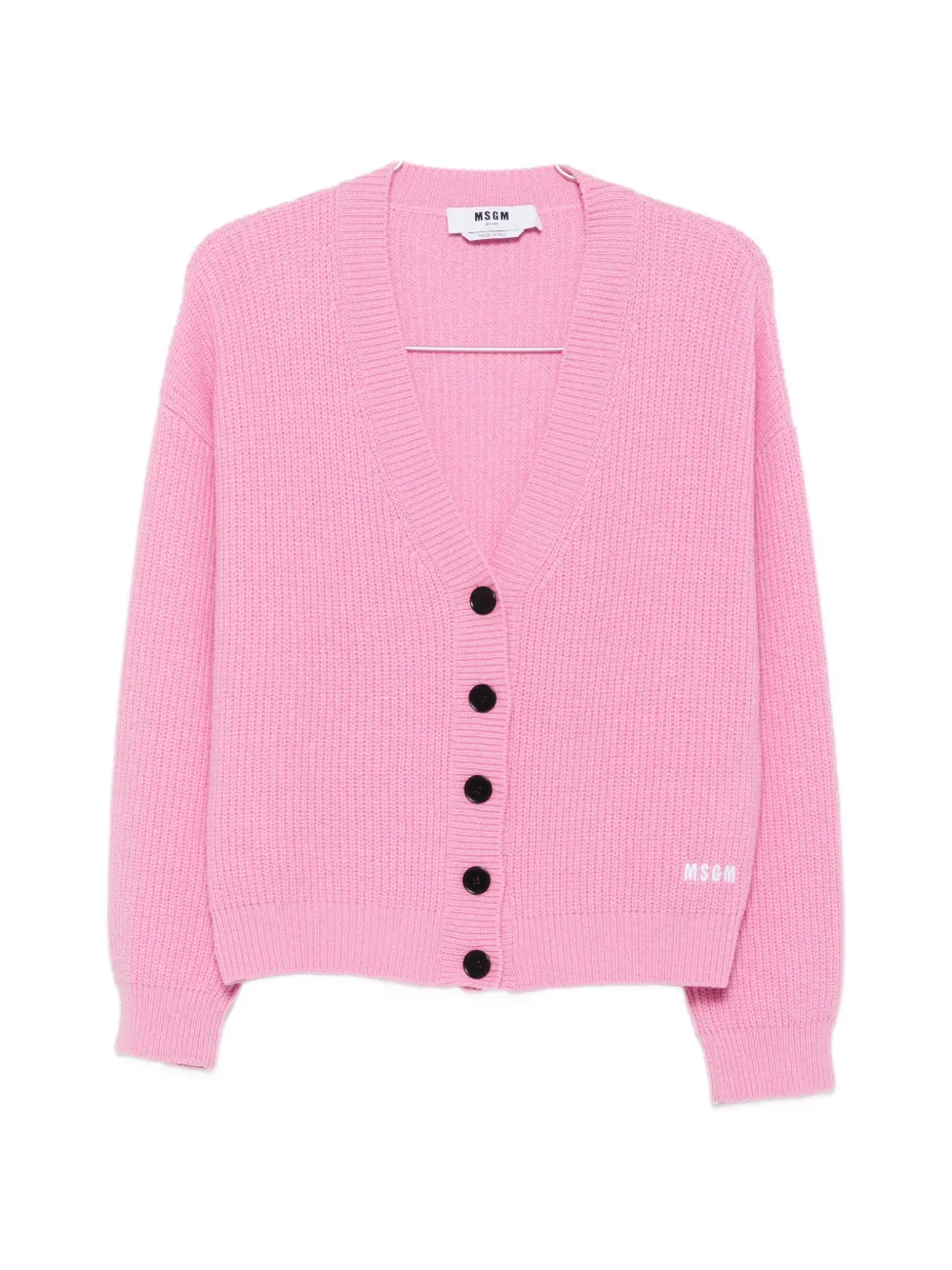 MSGM logo-embroidered ribbed cardigan - Pink