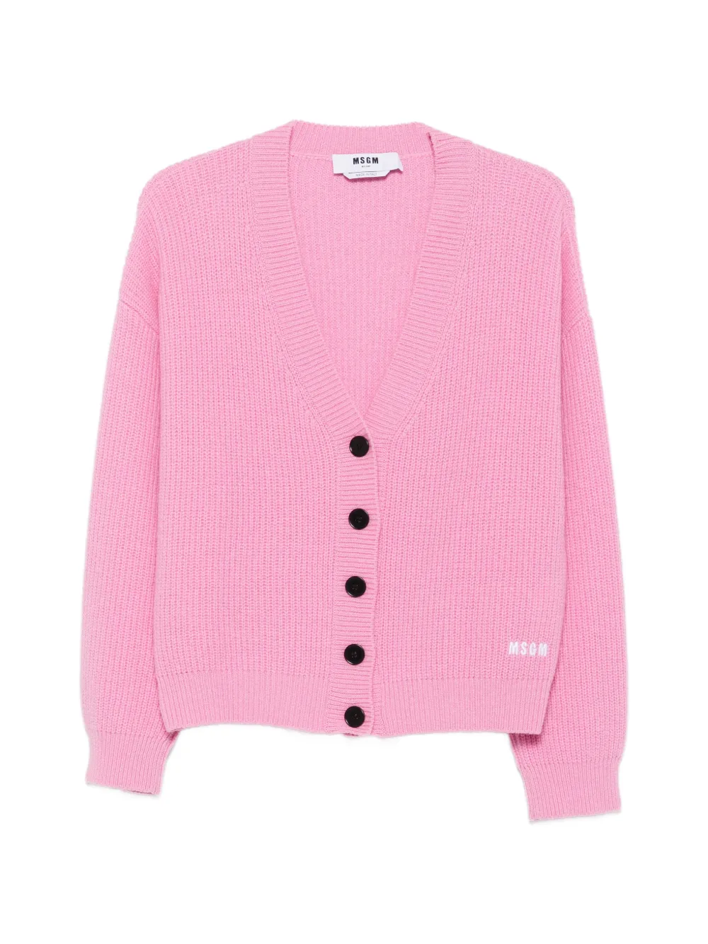MSGM logo-embroidered ribbed cardigan - Rosa