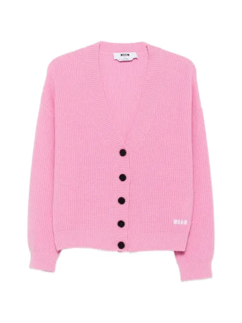 MSGM logo-embroidered ribbed cardigan