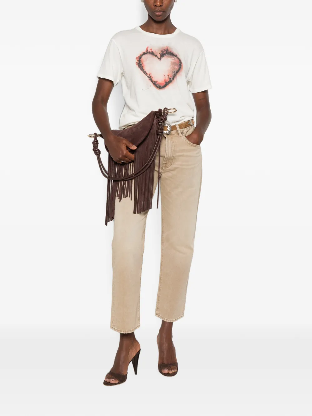 R13 Jeans met riemlussen Beige