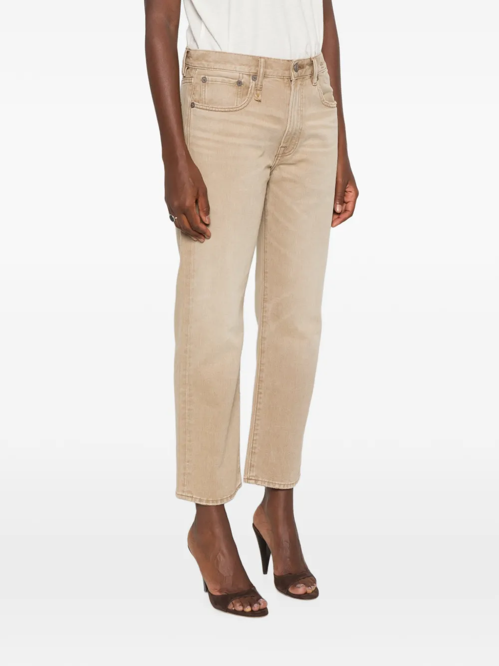 R13 Jeans met riemlussen Beige