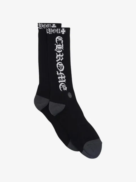 Chrome Hearts logo-intarsia ribbed-knit socks