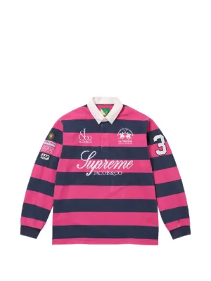 Supreme La Martina Striped logo-embroidered Rugby Shirt | Pink