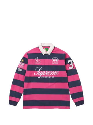 Supreme La Martina Striped logo-embroidered Rugby Shirt | Pink